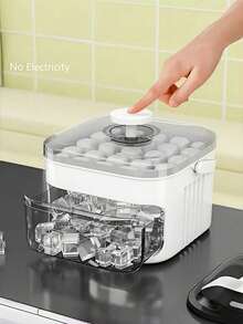 1pc 50-Slot High Capacity Push-Button Ice Cube Tray, Quick Ice Making For Household Summer Beverages, Made Of Premium PP Material, Essential Home Accessory For Summer - Multicolor - View 9