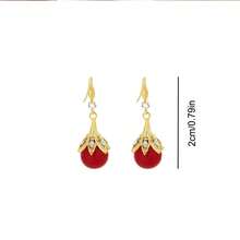 1pair,Red Personalized Fashion Pendant Earrings, Suitable For Women, Girls And Travel Accessories - Multicolor - View 2
