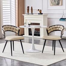 Set Of 2 Beige Velvet Dining Chairs With Black Legs - 黑色 - 查看 2