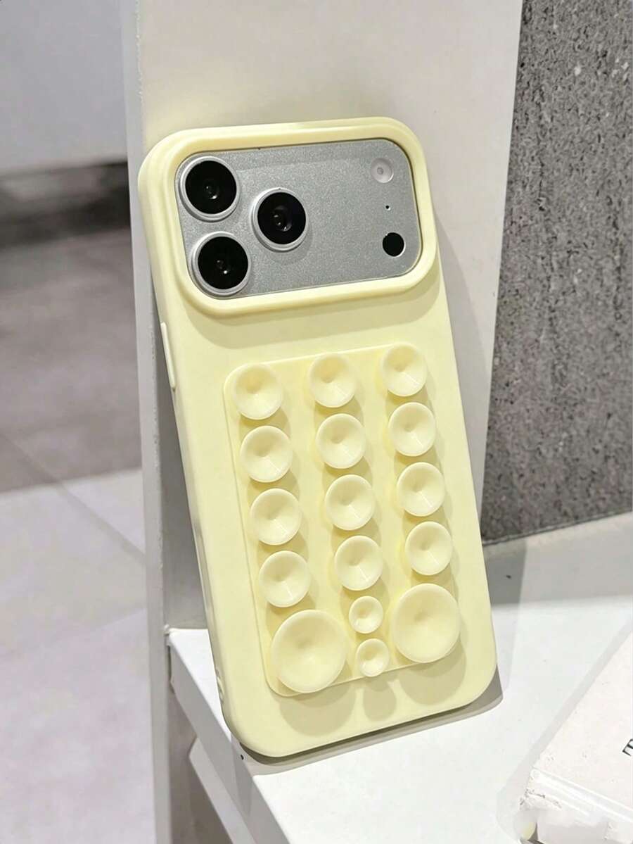 1件純色吸盤防摔手機殼,TPU材質,適合作為節日禮物,相容於 Apple 11 12 13 14 15 16pro/Promax/14 15 16plus/17 - 黃色 - 查看 1