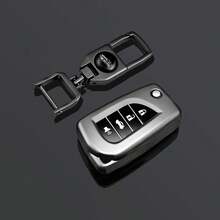 Grey TPU Car Key Cover Keychain Compatible With Toyota Folding 4-Button Aygo Yaris Highlander Camry RAV4 Fortuner Hilux Auris Corolla Avensis Ve Remote Key Shell Protective Case - Type a - View 11