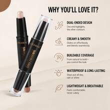 2-In-1 Contour And Highlight Dual-Ended Pen, For Face Contouring Makeup- Buildable, Waterproof, Smooth, Lightweight, Natural Contour And Highlight, Two Shades,Easy To Apply Suitable For Beginners. - Multicolor - View 4