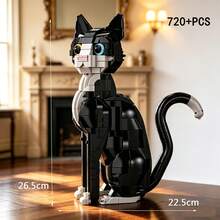 700+ Pcs Cute Cat Building Blocks Model, Assembled Decor, Toy Cat Black Accessories, Small Particle Construction Blocks, ABS Material, Cat Head Rotatable, Suitable For Home Desktop Display, Gift For Men And Women, Birthday, Holiday - Creative Kitten Building Blocks - View 10