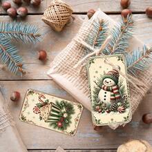 50 buah Label Hadiah Natal Vintage dengan Tali Rami - Label Hadiah Kertas Liburan dengan Desain Manusia Salju, Santa, Permen Tongkat & Kaos Kaki Natal - Label Gantung Meriah untuk Hadiah Natal, Pembungkus Hadiah & Dekorasi Suvenir Pesta - MultiWarna - View 6