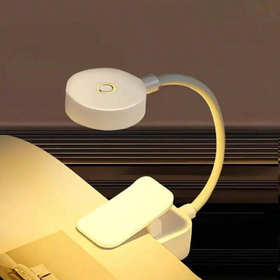 This Mini Clip-On Night Light Is Perfect For Bedroom Reading. It Features Adjustable Brightness And A 360° Flexible Neck Support, Making It Ideal For Eye-Friendly Reading. It Is Compatible With Tablets And Battery-Powered (Batteries Not Included). - Clip-on Desk Lamp - View 1