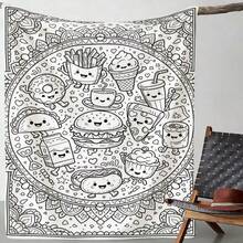 Heilender handgezeichneter Stil Lebensmittel-Thema bedruckte Flanelldecke, süßes anthropomorphes Lebensmittel-Muster Malbuch-Design Überwurfdecke, Zuhause Schlafzimmer Wohnzimmer Sofa Nickerchen Decke, Büro klimatisierter Raum warme Decke, kreative Stressabbau komfortable hautfreundliche weiche Decke, Lässig entspannende Atmosphäre dekorative Decke - Verschiedenfarbig - Übersicht 1