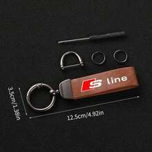 PU Leather Car Keychain With 360 Degree Rotation Zinc Alloy Keyring Premium Trinket For Car Keys Stylish Unisex Design Key Holder Gift For Audi S Line A3 A4 A5 A6 A7 A8 S3 S4 S5 S6 S7 Auto Parts - A - View 2