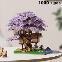 Multi-Particle Building Blocks Treehouse Street Scene Series, Children's Building Blocks Toy Set, Includes: Moon Treehouse, Multiple Colors Cherry Blossom Trees. DIY Educational Assembly Handmade Gift, Gift For Children, Classroom Reward Small Gift. Back To School, Birthday And Major Holiday Fashion Gift. Gift Bag Packaging More Affordable. - Multicolor - View 15