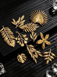 1pc Stainless Steel Fashionable Ginkgo Leaf Leaf And Flower-Shaped Pendants Necklace Earring DIY Jewelry Making Accessories Suitable For Women's Wear - Pendants - View 1
