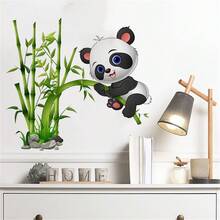 Cute Bamboo Panda Wall Sticker Bedroom Living Room Jungle Animal Plant Wall Decal Playroom Home Wall Decor - Panda - View 2