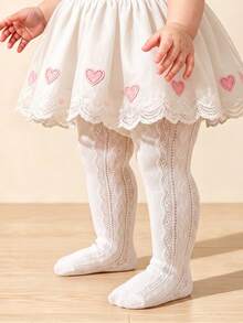 1件 春夏兒童/幼童/女童 米色網眼絲襪，側邊羽毛與愛心圖案裝飾/鏤空條紋設計，甜美可愛，透氣舒適舞蹈襪，時尚個性化，輕盈柔軟彈性，適合外出、上學、舞蹈表演、派對 - 米色 - 查看 10