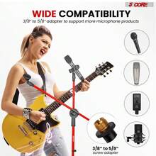 5 Core Mic Stand Floor Height Adjustable Tripod Microphone Stands W Extending Telescoping Boom Arm - MS DBL G - Red - View 7