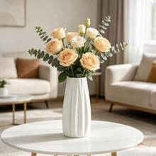 French Style White Ceramic Plastic Vase, Minimalist Luxury Home Decor Flower Arrangement Ornament, Living Room Decorative Vase - A - View 3