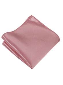 1 Set Men Solid Color 8cm Necktie & Pocket Square Set, Satin Tie & Hankerchief Set, Business Tie, Pocket SquareMen Necktie - Dusty Pink - View 3