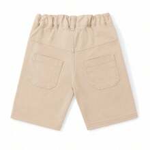 Bermuda Menino Social Casual Shorts Juvenil Infantil nas Cores Branco e Bege em Algodão e Elastano Ajustável com Regulador Interno Confotável Elegante Moderna para o Dia a Dia para Festas - Bege - Visão 4