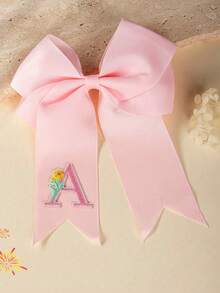 1pc 26 English Letters Girl Back To School Season Polyester Bow Edge Hair Clip, Versatile Hair Accessory For School Daily Wear - Multicolor - View 33