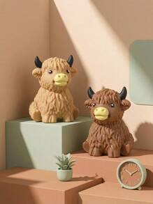 Cute Highland Cow Squeeze Toy, Soft Slow Rebound Stress Relief Toy, Japanese Animal Theme Anti-Anxiety Sensory Toy, Hand-Held Toy Suitable For Home, Perfect Birthday Holiday Party Gift For Kids And Adults - Multicolor - View 1