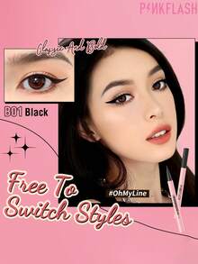 PINKFLASH 0.6g All-Day Wear Liquid Eyeliner, Fully Waterproof, Sweat-Proof And Oil-Proof Formula, Resistant To Tears, Sweat And Sebum, Smooth Application, No Skipping, No Pulling On Eyelids - #B01 BLACK - View 3
