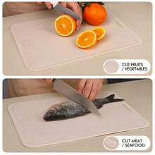 1pcFood-Grade TPU Cutting Board, Mildew-Proof Double-Sided Cutting Board With Hanging Holes, Separate Raw And Cooked Kitchen Preparation Board, Special For Cutting Fruits, Vegetables And Meat, Easy To Clean With One Flush, And Odor-Free Househol - 1pc Green - View 12