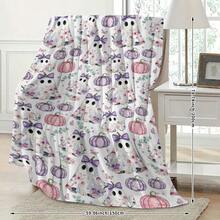 1 pieza Manta con estampado de lazo floral, fantasma y calabaza, simple y cómoda, antibacteriana y engrosada, decoración del hogar, adecuada para sofá, cama, sala de estar, viaje, oficina, manta chal, manta para siesta, manta para aire acondicionado, manta para cama, manta para camping, manta para decoración de pared de fondo, regalo ideal, regalo diario, regalo de cumpleaños - Multicolor - Ver 7