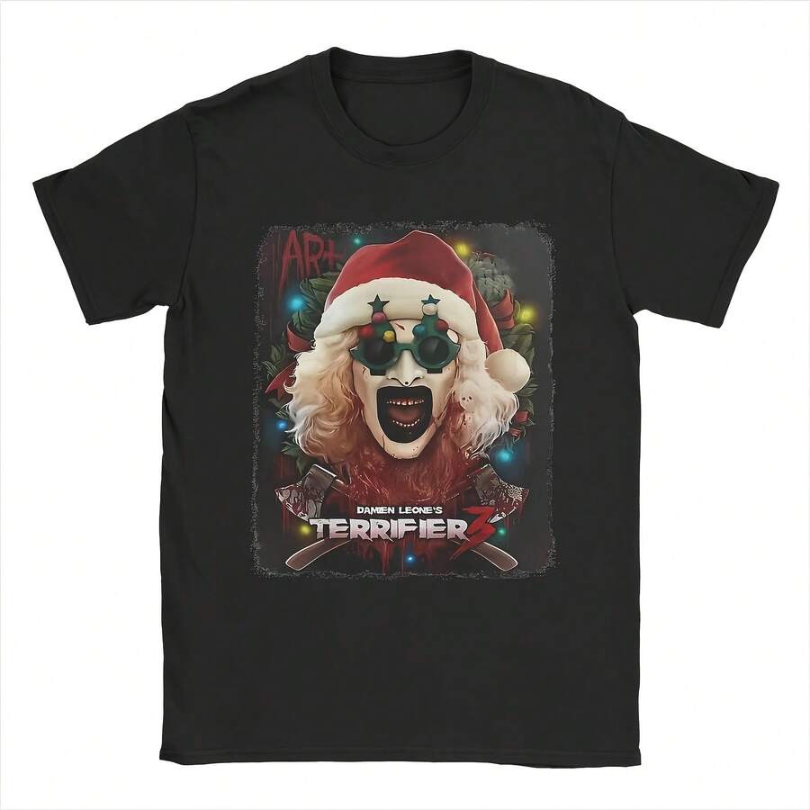 Terrifier Christmas Santa T-Shirt For Men Women Cotton Clothing Streetwear Horrorie Round Neck Short Sleeve - Shape - View 1