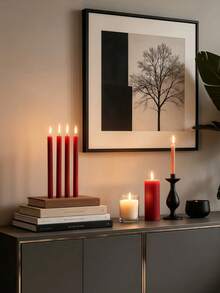 2pcs/4pcs Lilin Panjang Berbentuk Roda Gigi Lancip Merah Ukuran 0,78*9,87 Inci, Lilin Kedelai Tanpa Asap, Cocok Untuk Dekorasi Rumah, Dekorasi Kamar Tidur, Dekorasi Liburan, Dekorasi Pesta Dan Properti Fotografi, Menciptakan Suasana Romantis, Cocok Untuk Dekorasi Pernikahan - merah - View 5