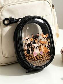 6pcs Cute Dog Print Cat & Dog Treat Bags, Transparent PVC Zipper Bags With Hooks And Zippers, Lightweight And Portable, Mini Pet Treat Storage Pouches, Compact Multi-Functional Storage Bags, Hanging Cat Training Treat Bags, Can Store Pet Treats, Coins, Cosmetics, Earphones, Data Cables, Keys And Other Accessories, Designed For Pet Owners, Hands-Free Pet Travel Accessories, Perfect Holiday And Birthday Gift For Pet Lovers - Multicolor - View 1
