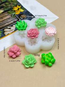 1pc 7-Hole Flower Succulent Aromatherapy Candle Silicone Mold, Decorative Small Flower DIY Car Plaster Ornament Silicone Mold - White - View 8