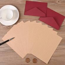 48pcs Stationery Set, Includes Envelopes (24 Kraft Paper + 12 Linen Texture Envelopes + 12 Wax Seal Stickers), Suitable For Love Letters And Party Invitations Letter Set (Red) - Long Lid Version - View 7