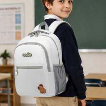 Beinuosen 1pc Boys & Girls Capybara Polyester Fabric Zipper Closure Casual Cute Backpack, Suitable For 3-8 Years Old, Daily Outings And Back To School Season - Multicolor - View 1