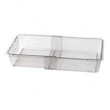 23cm Clear Plastic Rectangular Desktop Organizer Tray, Desk Storage Box, Makeup Organizer Tray, Bathroom Vanity Organizer, Small Item Holder - A - View 3