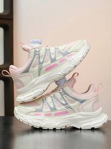 1雙兒童跑步鞋，超輕量舒適柔軟防滑穩定耐穿時尚學生款四季街頭戶外 - 粉色 - 查看 4