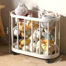 Rolling Storage Basket With Wheels, Open Mesh Space-Saving Storage Box, Durable And Easy-To-Clean Plastic Structure, Black And White Options, Suitable For Yoga Mats, Fitness Equipment, Bathroom, Laundry Room, Home And Office Storage - Multicolor - View 2