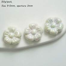 20pcs Colorful AB Solid Color Small Flower DIY Transparent Straight Hole Phone Chain Bead Material Phone Case Patch Accessories - Multicolor - View 30
