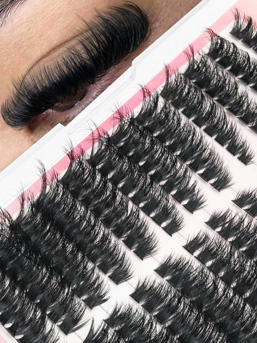 192pcs Faux Mink Eyelash Clusters, D Curl, Mixed Lengths, Natural Voluminous Look, Reusable, Suitable For Daily Wear, Wedding, Cosplay, Christmas And Other Occasions - D - View 1
