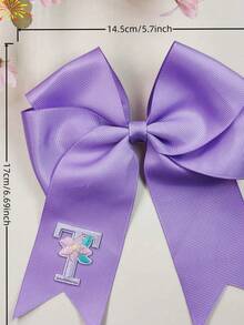 1pc 26 English Letters Girl Back To School Season Polyester Bow Edge Hair Clip, Versatile Hair Accessory For School Daily Wear - Multicolor - View 2