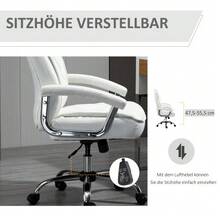 Faux Leather Office Chair, Ergonomic Office Chair, Swivel Chair With Tilt Function, Height Adjustable, White - 白色 - 查看 4