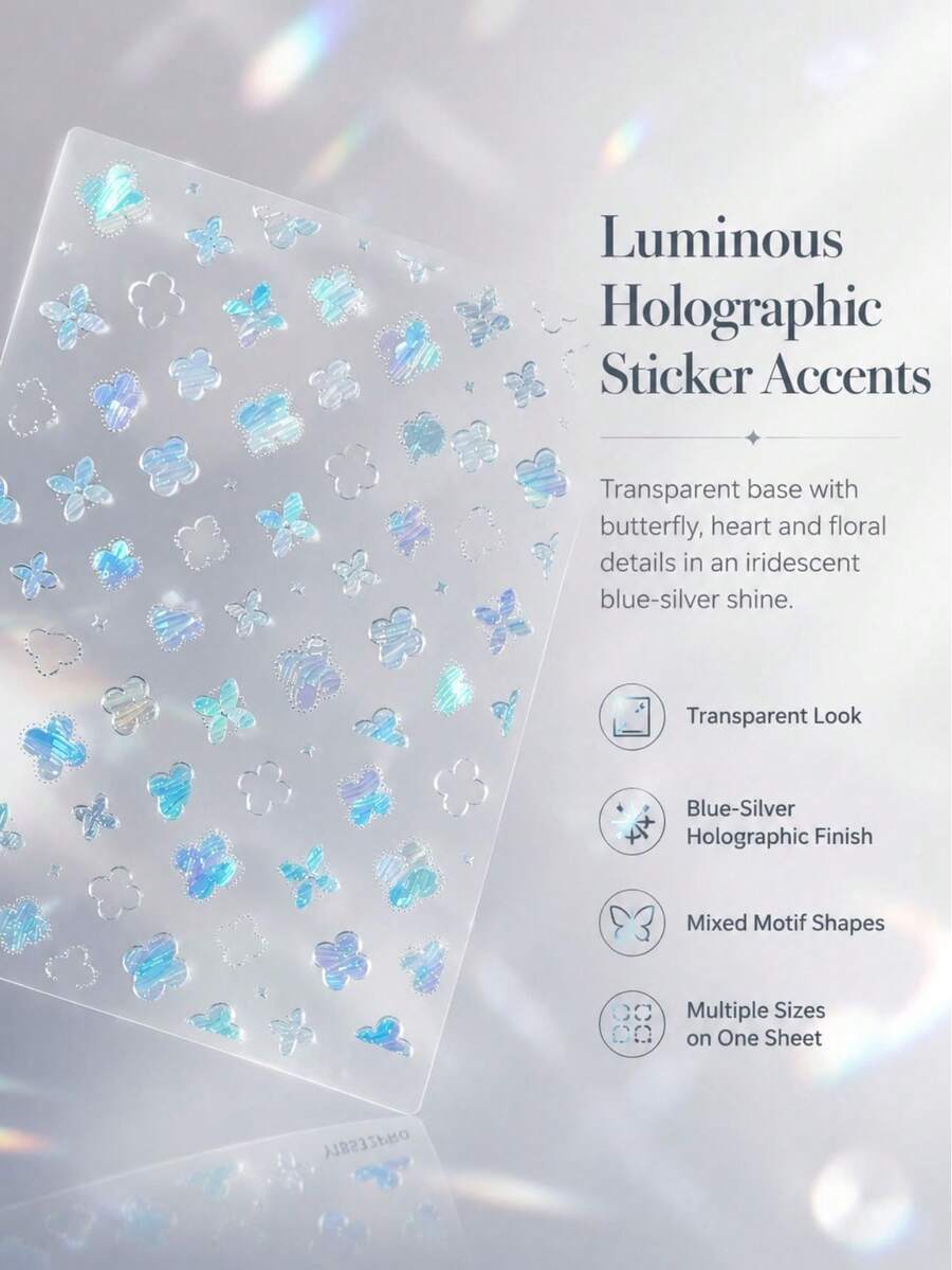 1 Set Decorative Stickers, Holographic Clover Pattern, Suitable For Laptop, Phone Case, Camera, Water Bottle, Storage Box - A - View 1