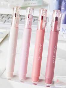 4pcs Blue Morandi Fluorescent Highlighter Pens, Smooth Touch, Fade-Resistant, Water-Based Ink, Rounded Tip, Suitable For Office Supplies, Writing And Correction, Notebooks, Sketching And More, Essential School Supplies For Back To School Season - Morandi Highlighter - View 6