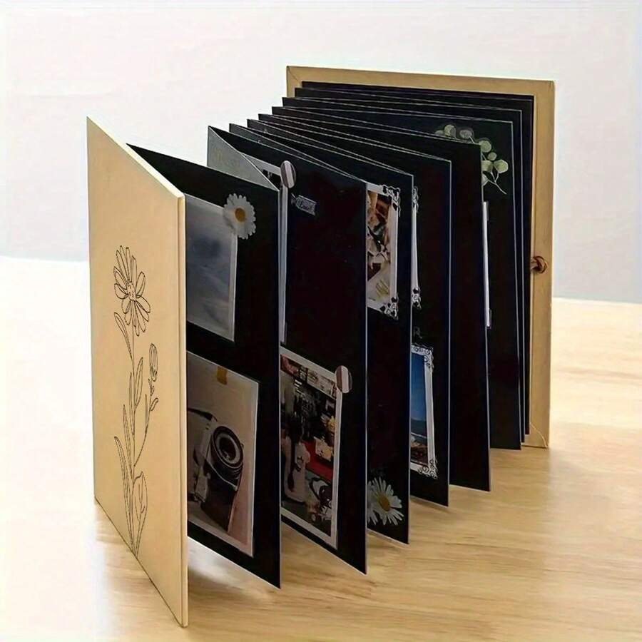 手風琴式相簿，創意可折疊紙製記憶書，長方形相片收納書，長方形紙質，桌面裝飾禮物，適合送給朋友與家人