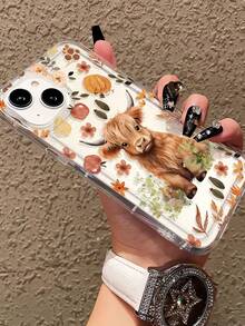 1pc Fashionable Cute Autumn Pumpkin Leaf Cow Pattern Transparent TPU Large Hole Shockproof Anti-Fall Anti-Fingerprint Phone Case Compatible With IPhone 16 Pro Max/16/16 Pro/16 Plus/11/15/15 Pro/15 Pro Max/12/13/14 Pro Max/XS/XR/11 Pro/11 Pro Max/12 Pro/12 Pro Max/13 Pro/13 Pro Max/7 Plus/14 Pro/14 Pro Max/14 Plus/7 Plus/8 Plus/8 - Multicolor - View 4