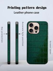 1 pieza Funda de teléfono de cuero con patrón de cocodrilo negro a prueba de golpes y caídas con diseño giratorio y artesanía de cuero compatible con iPhone 17/16/15/14/13/12/11/XR/7P/8P/XS Max/X/XS Galaxy - Verde esmeralda - View 2