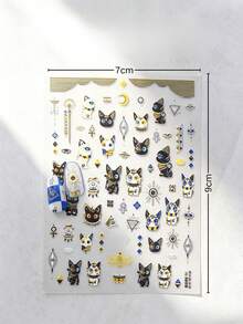1 Set Decorative Stickers, Aesthetic Stickers, Ancient Egyptian Cat Symbol Pattern, Suitable For Laptop, Camera, Phone Case, Water Cup, Cosmetic Storage Box, Hair Dryer Shell, Metal Decorative Accessories - M - View 6