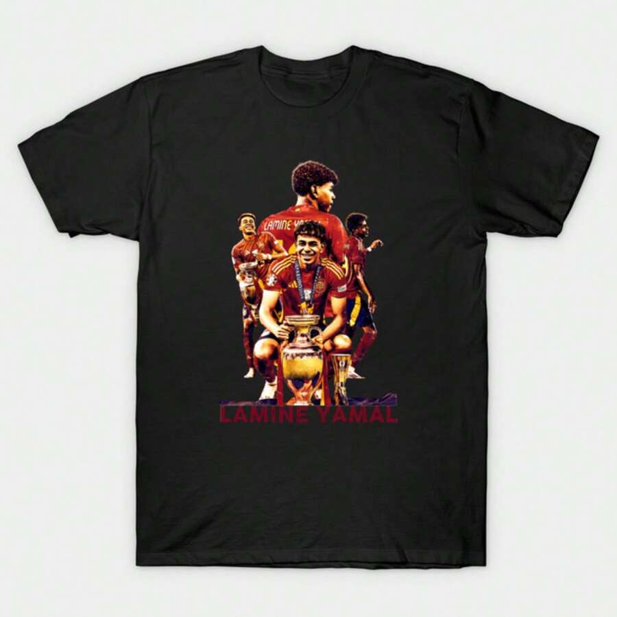 LaminAE YamlL T-Shirt Fußball-T-Shirt, Vintage-Grafikdruck, Retro-Fußballstar-T-Shirt, Fußball-Legenden-T-Shirt, Weltmeisterschaft 2026 - Schwarz - Übersicht 1