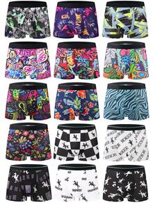 10 piezas/paquete Ropa interior para hombre con patrones aleatorios - Calzoncillos bóxer cómodos, adecuados para uso casual y deportivo, patrones aleatorios sorpresa - Multicolor - Ver 11