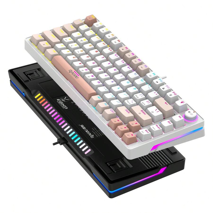 RAIKU Blue Switch Mechanical Keyboard, Gaming Dedicated Hot-Swappable Switches, High Performance Detachable Cable Mechanical Keyboard, RGB 80% Illuminated Keyboard - View 1