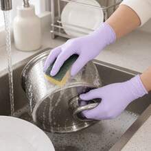Disposable Nitrile Gloves - Lightweight, Suitable For Home Cleaning, Pet Care, Multi-Purpose Cleaning Gloves, Fashionable Cleaning Gloves, All-Season Use, Ambidextrous, Multiple Colors To Choose From - Light Purple - View 6