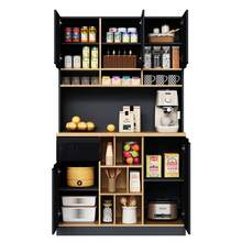 Modern White High Gloss Sideboard - Adjustable Shelves - 黑與自然 - 查看 7
