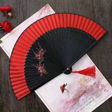 金邊絲綢扇面傳統中國舞扇，中國扇子製造商，批發手工摺扇 - 扇子 - 查看 8