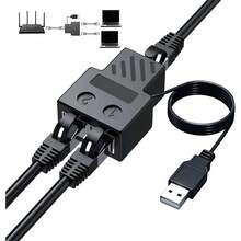 Splitter Ethernet 1 ke 2 100M RJ45 Kabel Jaringan Internet Extender Konektor RJ45 untuk PC TV Box Router - View 1